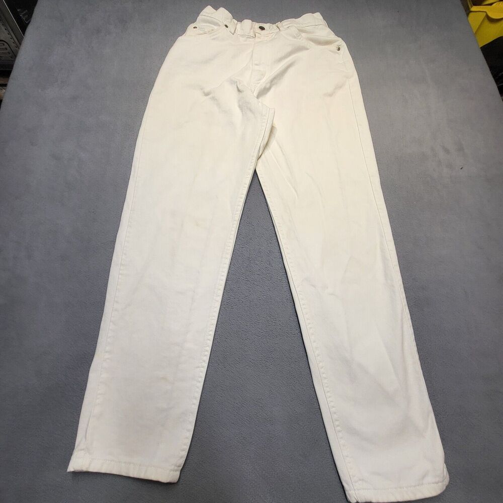 Vintage Lee Jeans Womans 12 White Straight Leg Mom Jeans Denim Made In USA